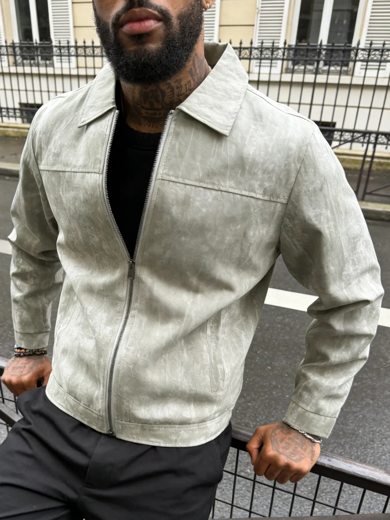 Men's lightweight casual jacket with zipper closure design, machine washable, lightweight business collar jacket, 100% polyester fiber, tie dye fabric easy to maintain, suitable for daily leisure, work and travel wear - Spring and Autumn