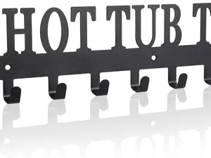 Hot Tub Towel Rack for Bathroom Decor Accessories Wall Mount Hooks Outdoor Towel Organiser Holder Hangers Hooks for Towels Robes and Coats in Hotel, Hot Spring, Pool, Home Spa(Black)