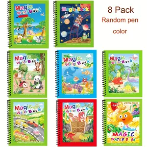 8-Pack Water Painting Book Magical Coloring Repeated Graffiti, Water Painting Book, Boys and Girls Christmas & New Year Gifts educational magic water