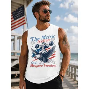 Metric System Can't Measure Freedom Tank Top, Funny Founding Father Gym Tank, 4th of July American Eagle Shirt, Unhinged Meme