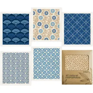Wholesale Swedish Dish Cloths - 6 Pack  Compostable Kitchen Cloth,Cellulose Sponge Dish Cloths Dish Towel Set ()