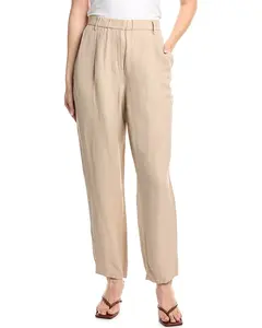 EILEEN FISHER Petite Ankle Pleated Silk & Linen-Blend Pant