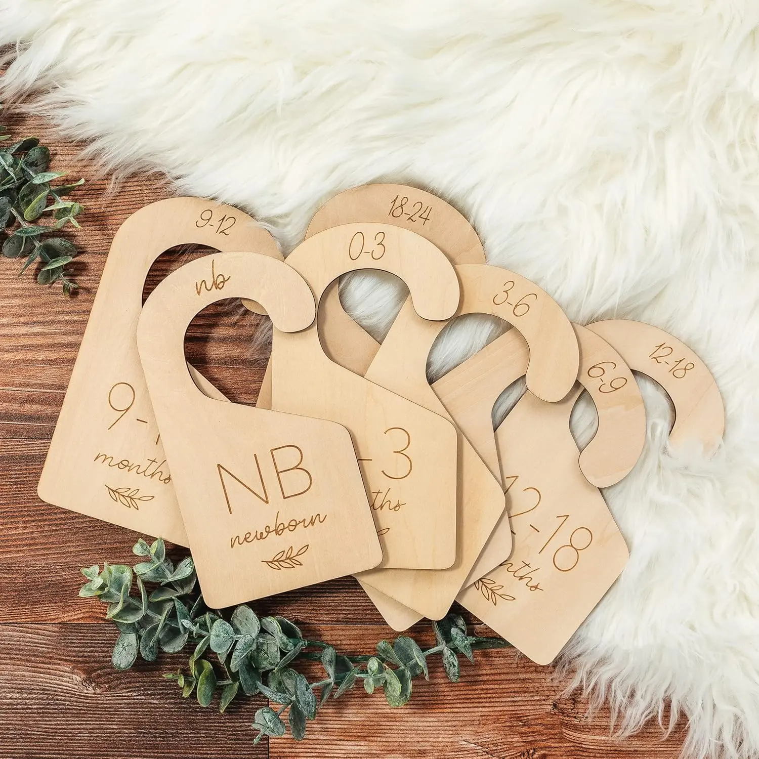 Beautiful Wooden Baby Closet Dividers, Double Sided Organizer for Newborn to 24 Months Clothes, Adorable Hanger Dividers for Nursery Decor, Easily Organize