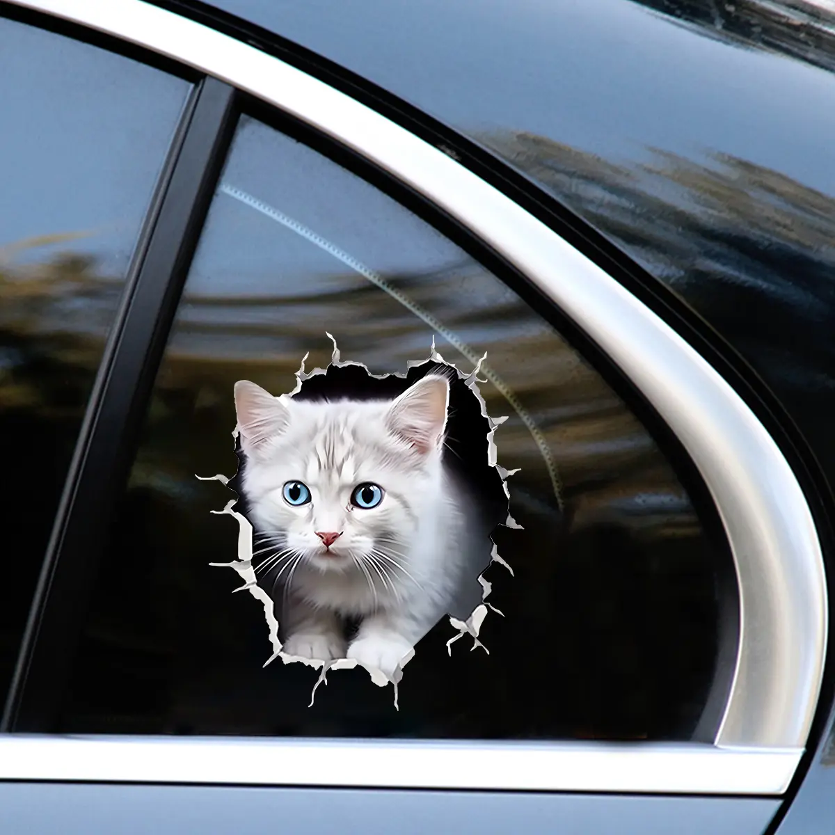 Cat Car Sticker, Fun Self-Adhesive Vinyl Material, Car Window Decal, Easy Installation, Durable, Suitable for Cars Trucks Motorcycles, Pet Lovers Essential