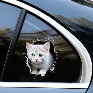 Cat Car Sticker, Fun Self-Adhesive Vinyl Material, Easy Installation, Durable, Suitable for Cars Trucks Motorcycles, Pet Lovers Essential