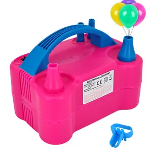 Electric Balloon Pump, Portable Electric Balloon Blower Machine Balloon Air Pump Dual Nozzle Rose Red 110V 600W Balloon Inflator for Party Decorations