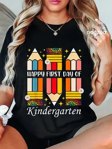 100% Cotton Kindergarten Back To School First Day Of School Kindergarten T-Shirt