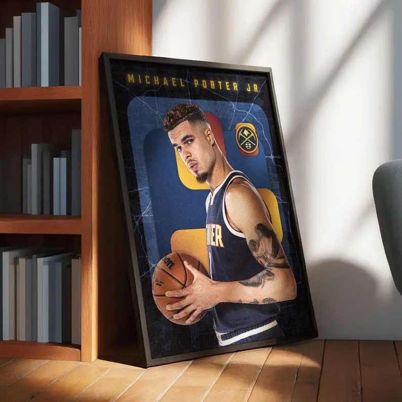 Mi.chael Porter Jr. Poster, Den.ver Nug.gets Poster, Basketball Digital Prints, Basketball Wall Art, Sports Gift, Basketball Fan Gift, Wall Art - No Frame