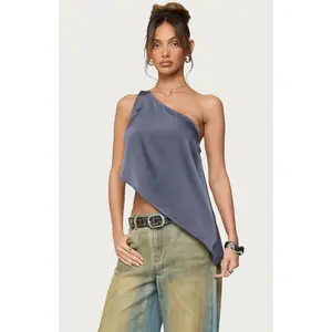 Edikted Women's Asymmetric Satin Effect One Shoulder Top