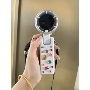2-in-1 Foldable Lash Fan & Summer Cooling Turbo Fan, DIY Gem Stickers Included, Portable for Makeup, Outdoors & Mealtime Hiking & Outdoor Adventures
