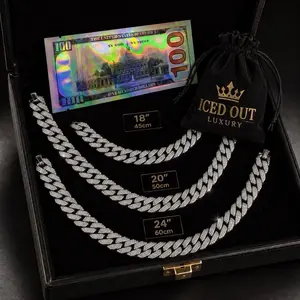 Men's Iced Out Cuban Link Chain - Shiny Finish with Zirconias - 18in, 20in, 24in Length Options