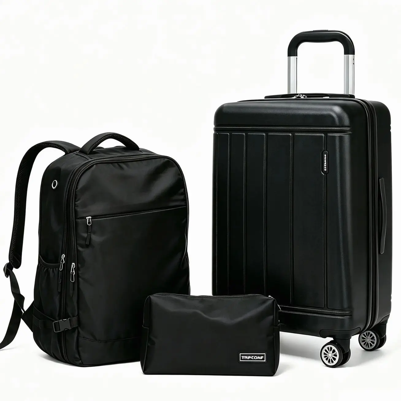 3-Piece Carry-On Luggage Set, Hardside Spinner Suitcase with Travel Backpack and Packing Cube, Lightweight Durable Travel Gear for Vacation