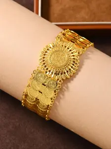 Vintage Luxury 24k Gold Plated Bracelet, Elegant and Fashionable Bracelet with Sunflower Elements, Suitable for Daily and Wedding Occasions, Flower Design Bracelet