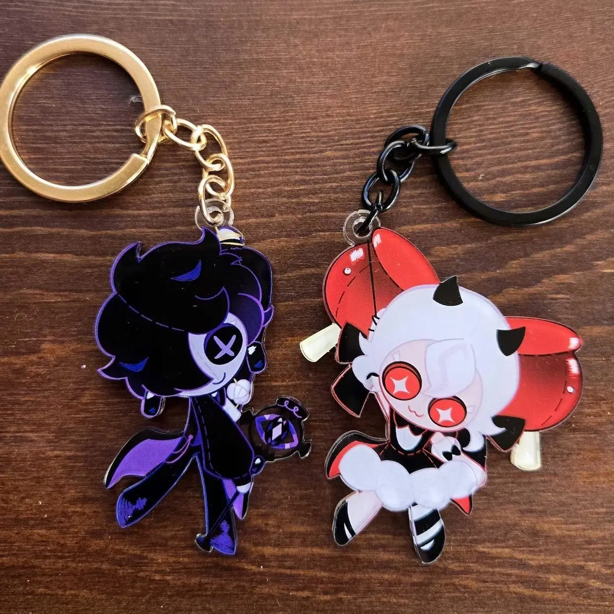 Cookie Run Keychains - Candy Apple Cookie and Black Sapphire Cookie