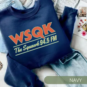 Retro WSQK Radio Station Sweatshirt, Vintage 80s Hawkins Graphic Crewneck, Funny Sci-Fi Stranger Things Gift, Unisex Fandom Pullover