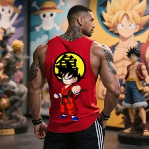 Dragon Ball DBZ Son Goku Unisex Summer Outfit Men's Streetwear Top Rated 80s 90s Graphic Tees Cotton Anime Tank Tops Men Gifts Breathable Loose Fit Woven White Ink Heat Transfer Vinyl