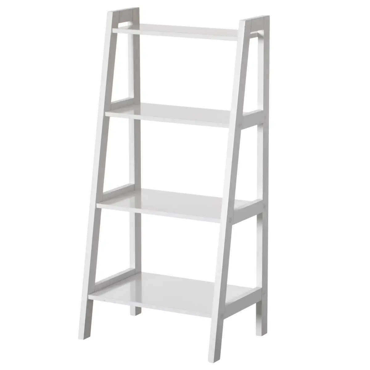 4-Tier White Wooden Modern Ladder Shelf - 4-Layer Multifunctional Vertical Organizer Stand, Indoor Living Room Furniture Rack, Home Decor for Flowerpots & Picture Frames, Easy Installation, Fitting, Books