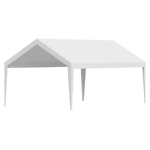 VEVOR Carport Replacement Canopy, 12 x 20 ft Potable Garage Tent Top Tarp, UV-Resistant & Waterproof Car Shelter Tarp, Heavy Duty Car Port Cover with Ball Buggees, White, Frame Not Included