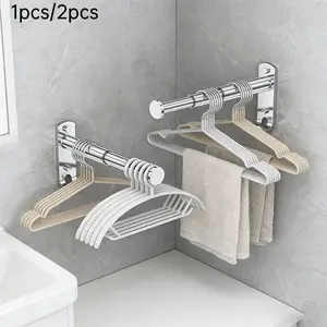 Adjustable Clothes Hanger Rod, Wall-Mounted Space-Saving Organizer, 19-29.6cm, Ideal for Bathroom, Kitchen, Bedroom, Perfect Gift