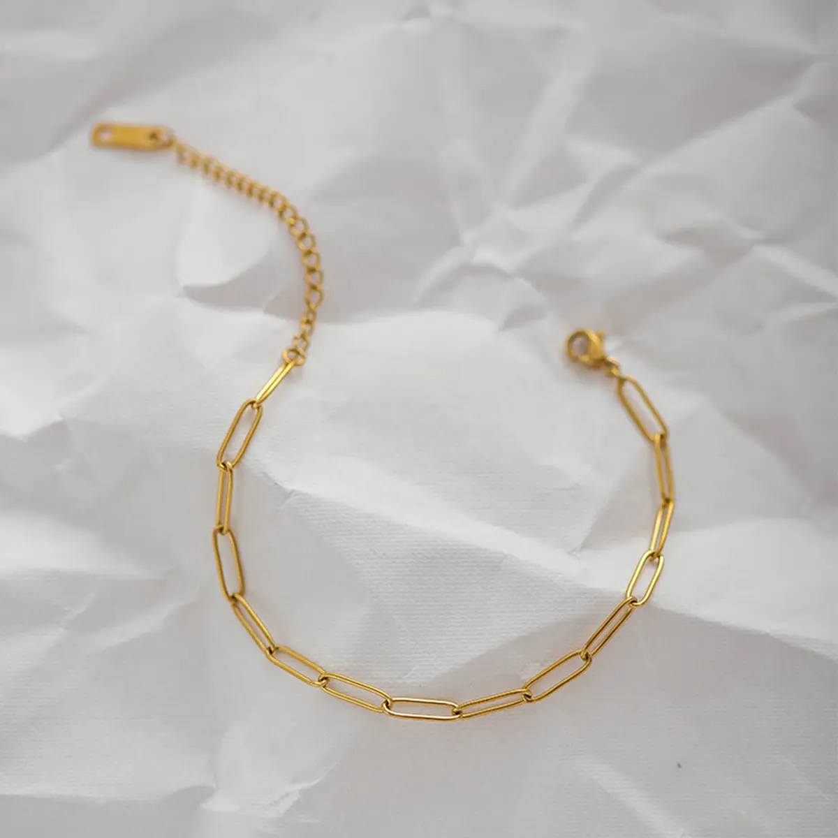 Fashion stainless steel hip-hop bracelet, simple paper clip adjustable bracelet for men and women