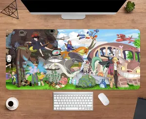 [Sale up to 50%] [Free Ship] Studio Ghibli Characters Desk Mat, Miyazaki Anime Mouse Pad, Large Desk Pad, Movie Desk Decor