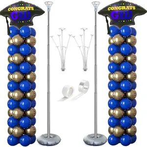 Balloon Column Stand Kit Set of 2, 2IN1 Balloons Holder Sets Balloon Arch Stands for Floor, 9 Feet Height Adjustable Metal Balloon Tower Pillar for Graduation, Wedding, Party Decoration