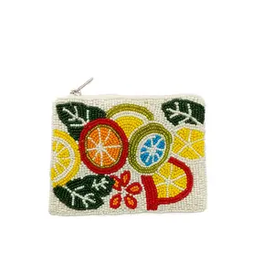 Mixed Oranges Themed Fully Beaded Coin Purse
