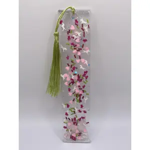 Unicorn and Hearts Resin Bookmark with Glitter