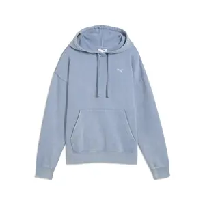 PUMA Womens Elevated Essentials Acid Wash Fleece Hoodie Casual Outerwear Casual - Blue