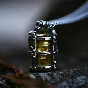 GTHIC Skull Cage Stainless Steel Pendant Punk Skull Necklace for Daily Wear