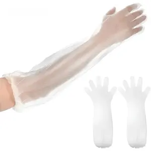 10Pcs(5 pairs) Long Disposable Cleaning Gloves, 60 cm/ 23.6inch Elbow Length Plastic Waterproof Sleeve for Cooking, Dishwashing, Hair Color, Field Dressing, House Cleaning,House Gardening