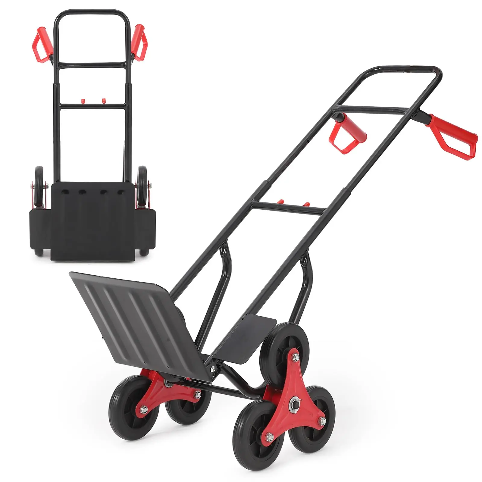 Garvee Heavy-Duty 330 Lbs Stair Climbing Hand Truck with Telescoping Handle, Portable Folding Stair Climber Dolly Trolley Cart for Shopping, Moving, Commercial and Industrial Use