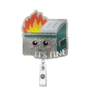 Cute Toaster Design Badge Holder, Nurse Badge Reel, 1 Count Retractable Badge Clip, ID Card Holder for Students, Office Staff, Doctors, Nurses, Teachers