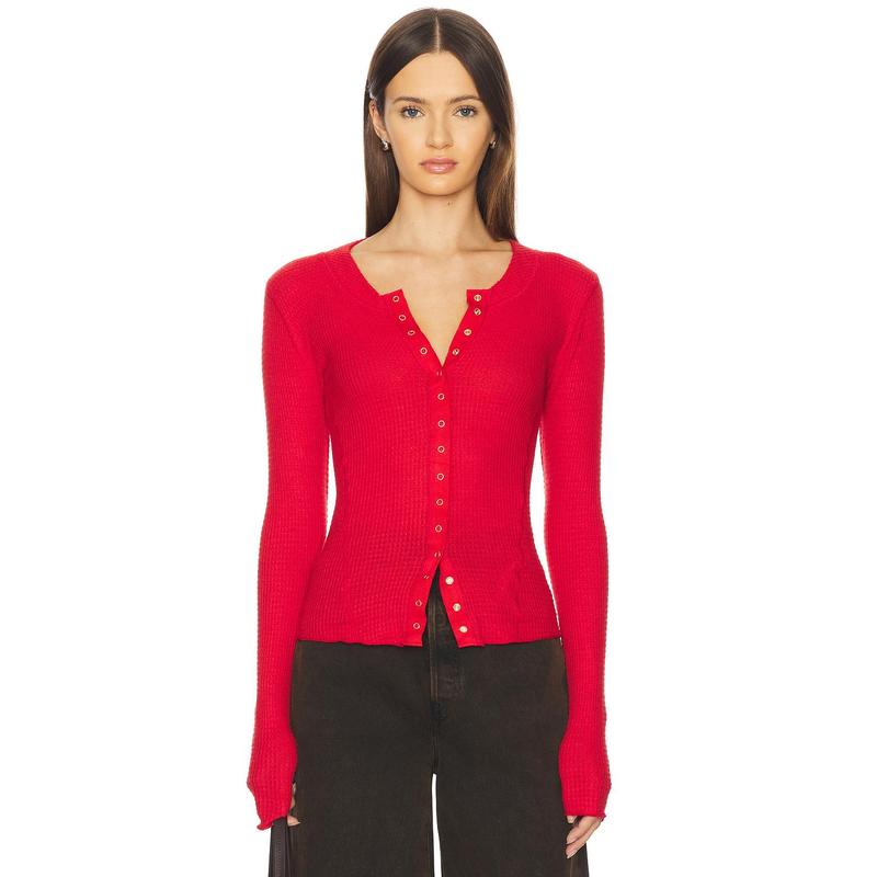 Free People Going Places Cardi in Cherry Crush