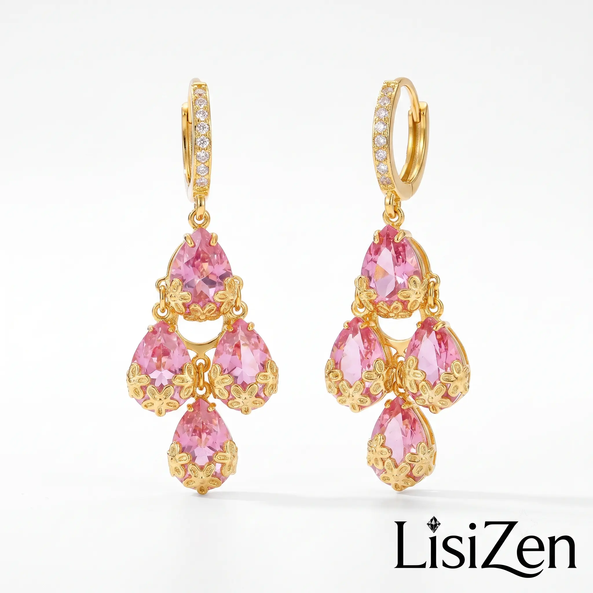 LisiZen Gold Plated Colorful Tassel Dangle Earrings, Geometric Waterdrop Statement Jewelry for Women DZEH6222/DZEH6223