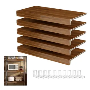 5-Pack Wood Grain Wire Shelf Covers, PVC Shelf Liners with Corner Protectors, 24"x16" Closet & Pantry Decor Covers