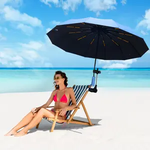 Beach Chair Umbrella with Clamp 360 °   Adjustable Clip On Umbrellas for Beach Chair,UPF 50+ UV Protection Portable Camping Chair Umbrella Sun Shade for Travel, Stroller, Patio, Golf Carts golf  balls