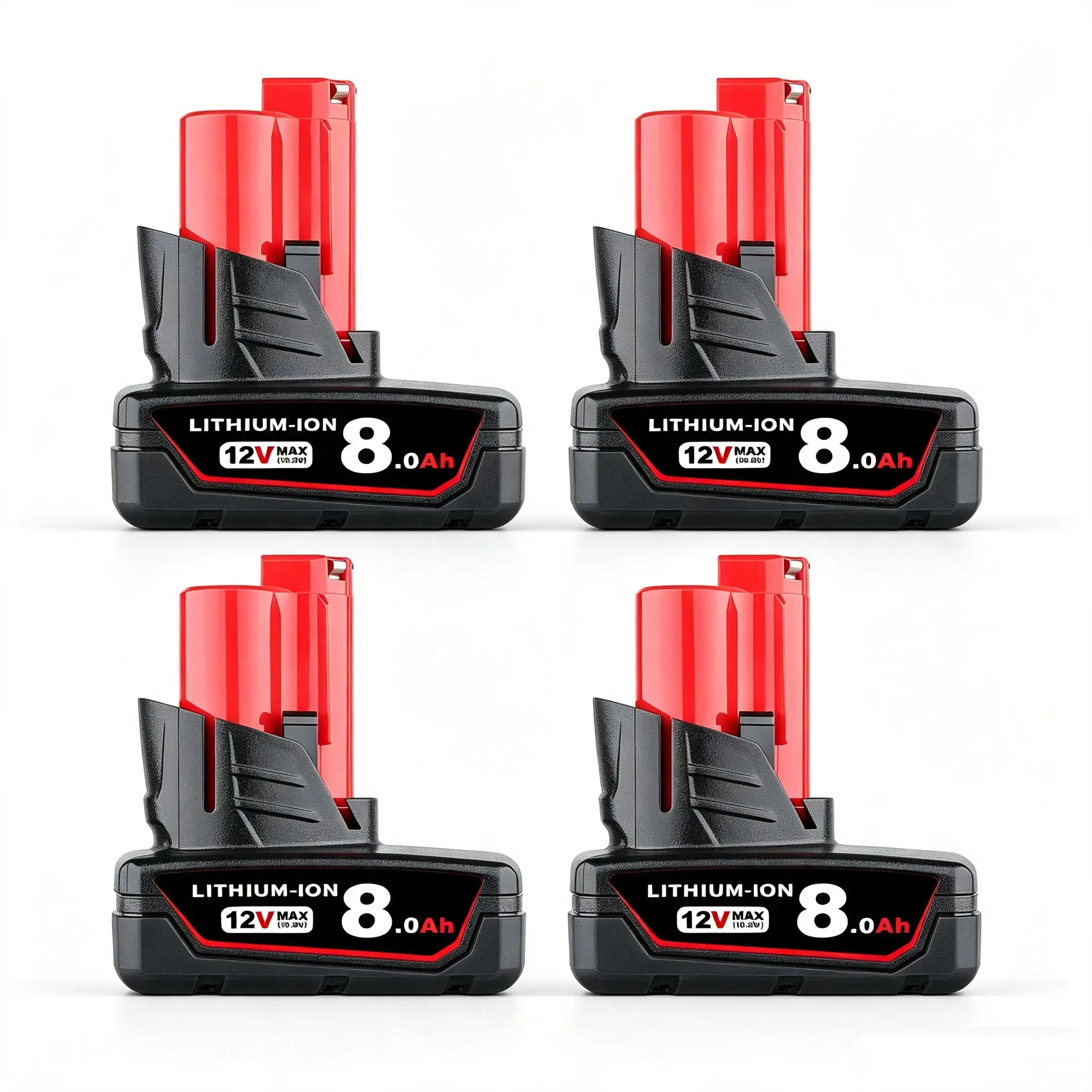 4-Pack 8.0Ah Lithium-Ion Replacement Milwaukee Batteries for M12 12V Cordless Tools Compatible with 48-11-2410 48-11-2420 48-11-2411 High Output
