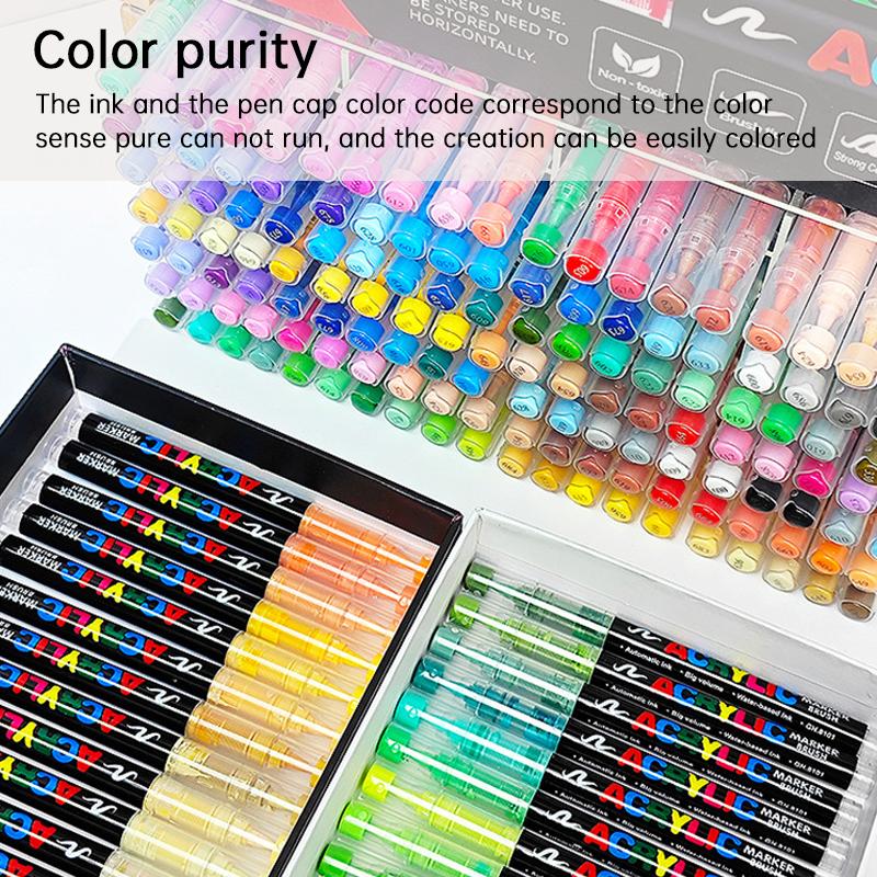 Acrylic Brush Marker Pen 36 Colors PCS , 1 Set Waterproof Pen with Soft Brush Nib, Art Paint Marking Set for Glass Stone Wood Plastic Paper
