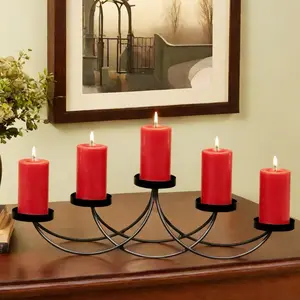 Iron Art Desktop 5 Candle Holder, Not include candles,Ideal for Fireplace & Entryway Table Decorations, Perfect for Christmas & Festive Home Settings