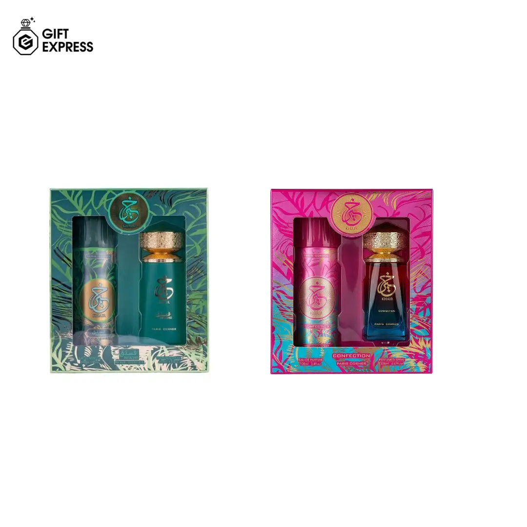 Unisex Paris Corner Khair Fragrance Combo - Pistachio & Confection Scents, 2 EDPs + 2 Body Sprays