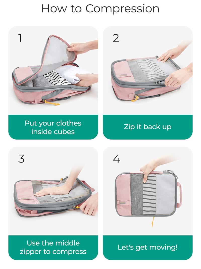 BAGSMART Compression Packing Cubes for Suitcases - 6 Set Travel Organizer Polyester Cubes for Luggage Organization TikTokShopHolidayHaul