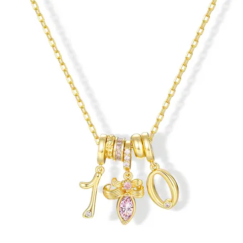 Tewiky Women's Glossy Multi-Element Initial Birthstone Necklace - 40cm Gold Layered, Lead/Nickel Free Dainty Crystal Pendant Jewelry, Gifts for Birthday, Bridesmaid, Sisters, Best Friends