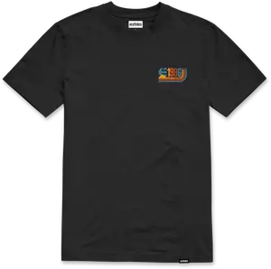 ETNIES 1986 TEE Black T-Shirt 100% Combed Cotton Fine Jersey 175g Crew Neck Rib Collar Classic Design