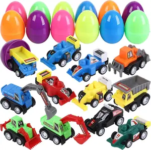 12 Pcs Easter Eggs Prefilled with Pull Back Cars ,Construction Vehicle and Race Car for Easter Party Favors, Basket Stuffers,