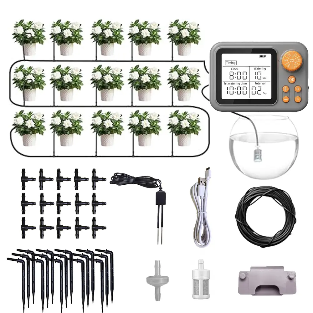 Dual Channel Automatic Watering System, Timer Drip Irrigation Kit for 15 Potted Plants, Upgraded 2-in-1 Spray & Drip Emitter, Programmable Leak-Proof Indoor Plant Waterer for Vacation#tiktokshopbacktoschool#sohochic