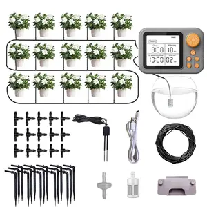 Dual Channel Automatic Watering System, Timer Drip Irrigation Kit for 15 Potted Plants, Upgraded 2-in-1 Spray & Drip Emitter, Programmable Leak-Proof Indoor Plant Waterer for Vacation#FathersDayGifts#SummerVibes