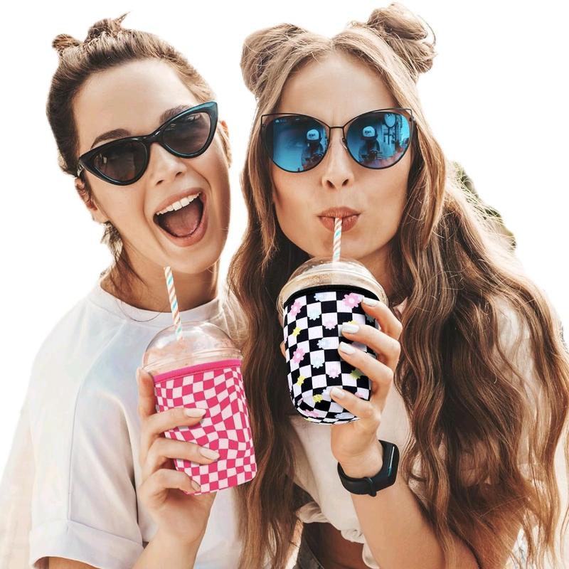 3-Pack Reusable Neoprene Coffee Sleeves - Insulated Sleeves for Hot and Iced Drinks, Compatible with Starbucks, Dunkin' Coffee Cups Drinkware Beverage Stylish