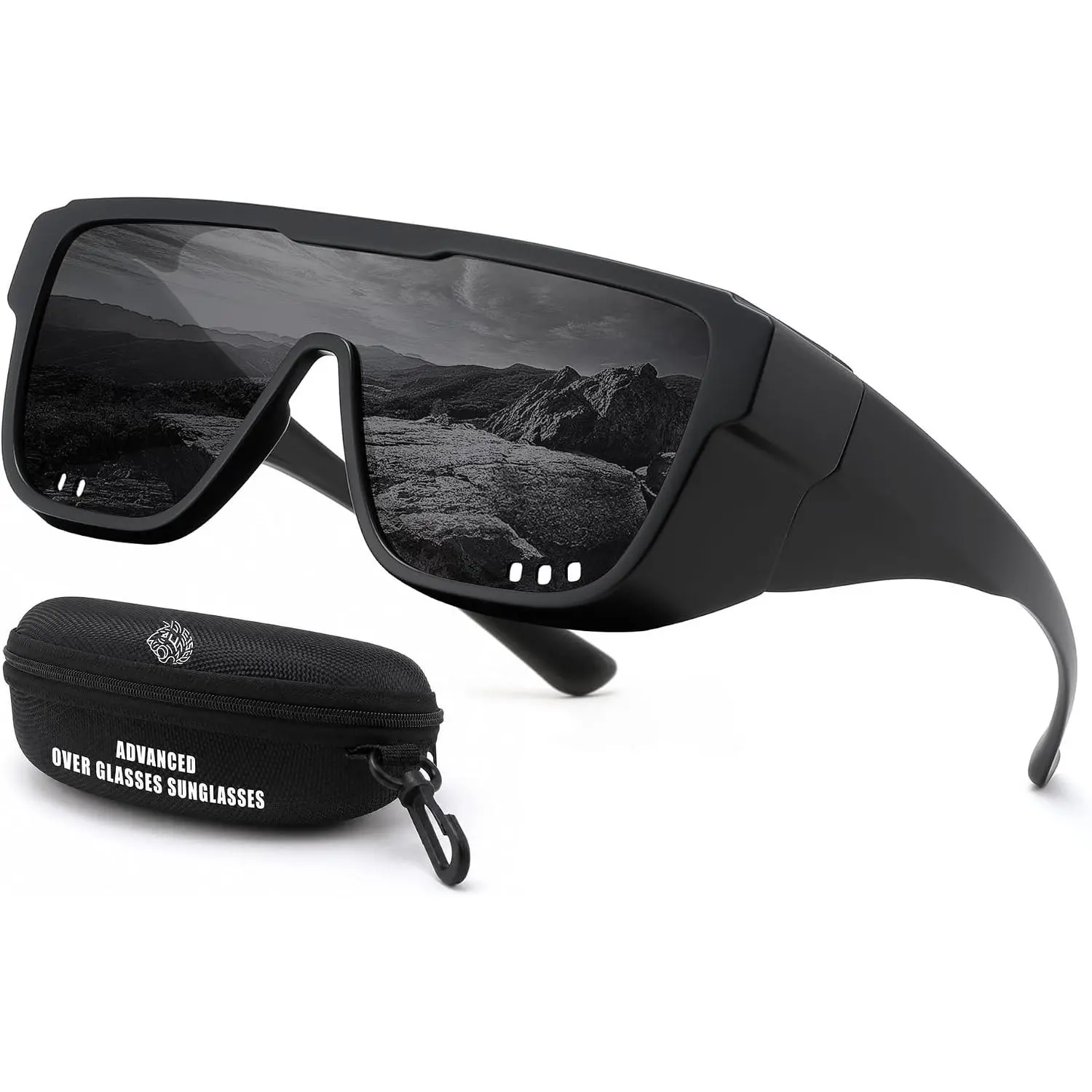 FEISEDY Fit Over Glasses Polarized Sunglasses for Men Women B0456 | Oversized Square Sports Sun Glasses with Side Shields Windproof Lightweight TR90 Anti-glare All-around Eye Protection