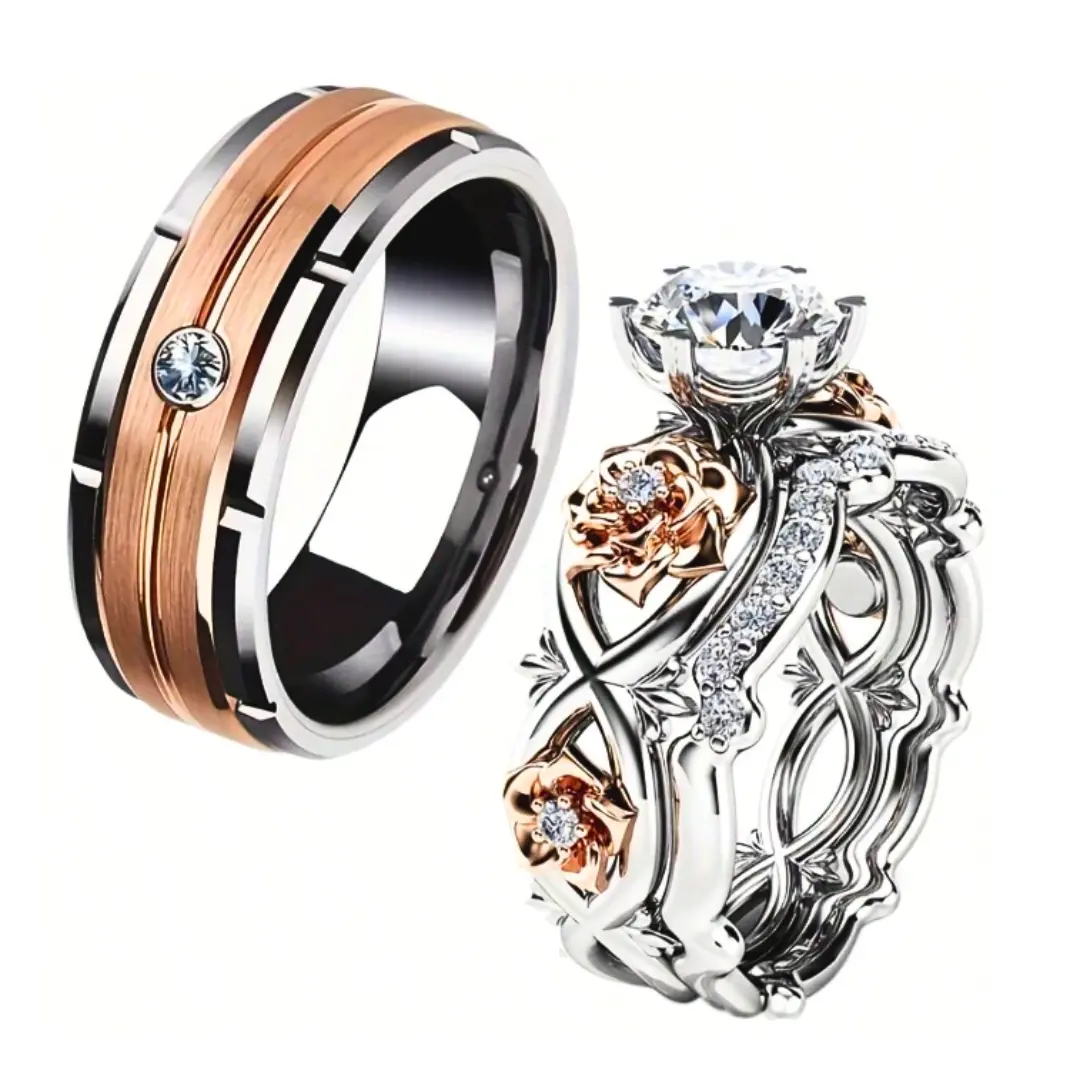 Engagement and wedding rings - 1 for men and 2 for women, luxury and fashion for couples, suitable for daily wear, jewelry accessories, model 2025